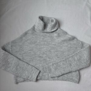 Mi Ami by Francesca’s Gray Cropped Turtleneck Sweater, Gray, Small